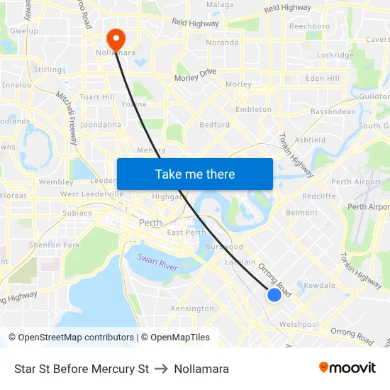 Star St Before Mercury St to Nollamara map