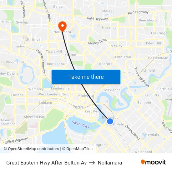 Great Eastern Hwy After Bolton Av to Nollamara map