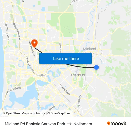 Midland Rd Banksia Caravan Park to Nollamara map