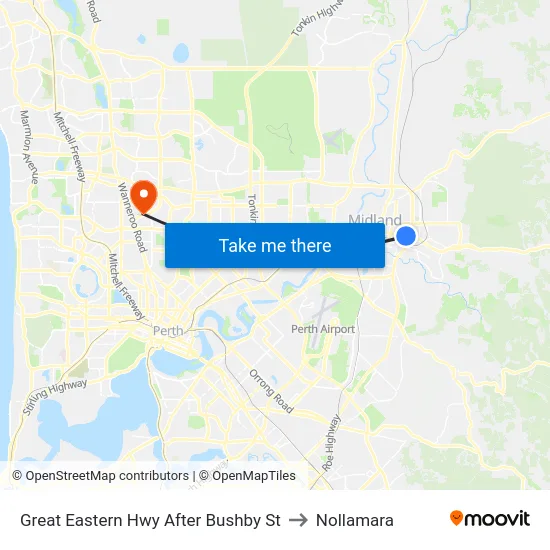 Great Eastern Hwy After Bushby St to Nollamara map