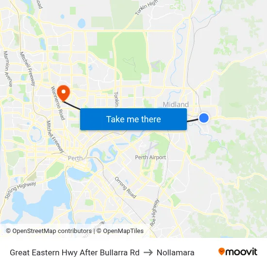 Great Eastern Hwy After Bullarra Rd to Nollamara map