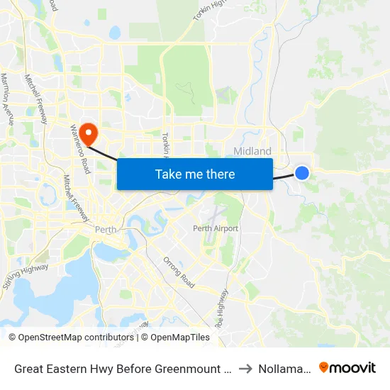 Great Eastern Hwy Before Greenmount Ri to Nollamara map