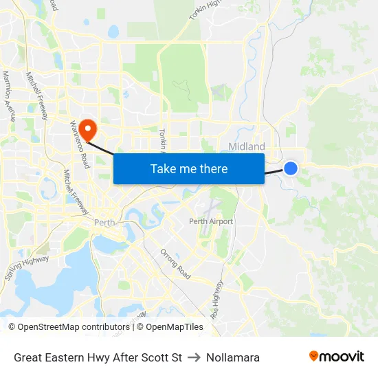 Great Eastern Hwy After Scott St to Nollamara map