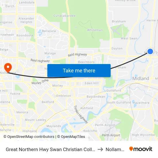 Great Northern Hwy Swan Christian College to Nollamara map