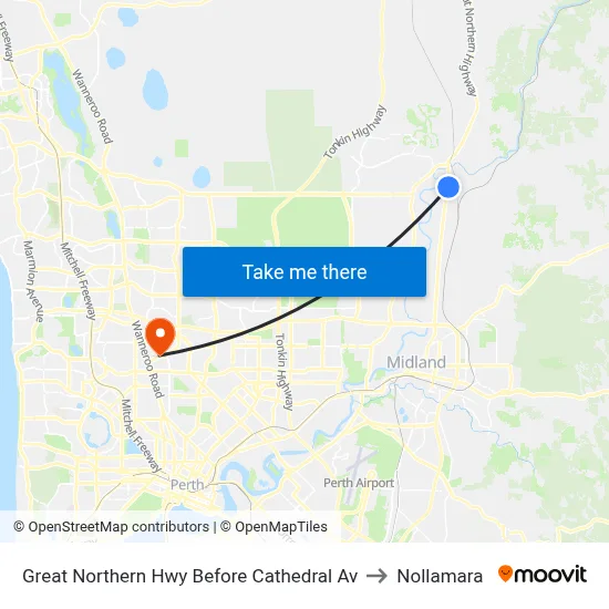 Great Northern Hwy Before Cathedral Av to Nollamara map