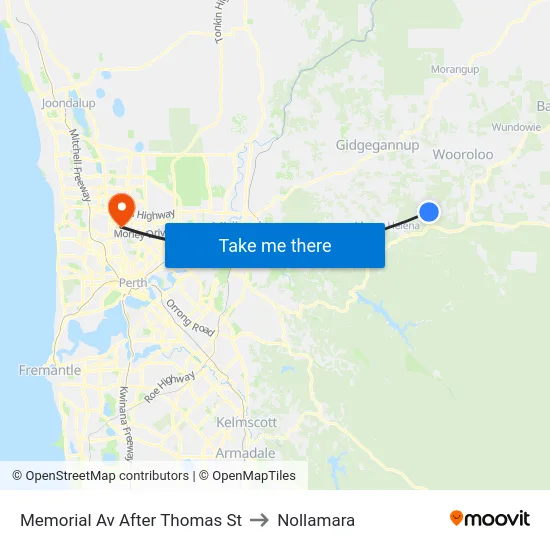 Memorial Av After Thomas St to Nollamara map