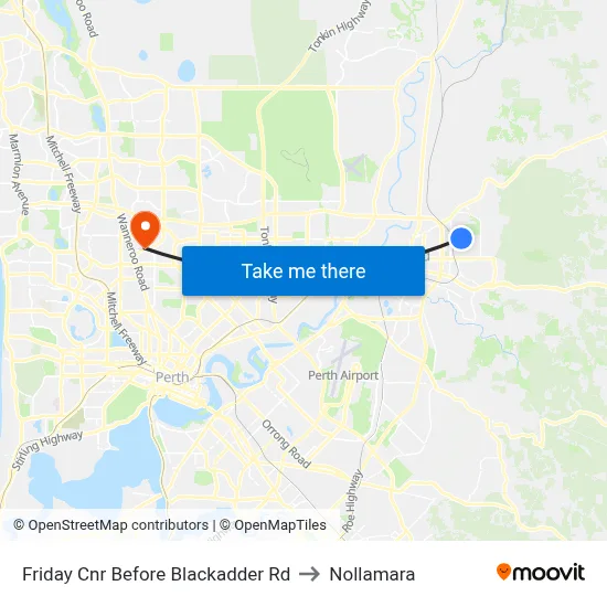 Friday Cnr Before Blackadder Rd to Nollamara map