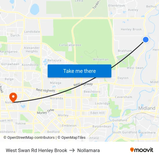 West Swan Rd Henley Brook to Nollamara map