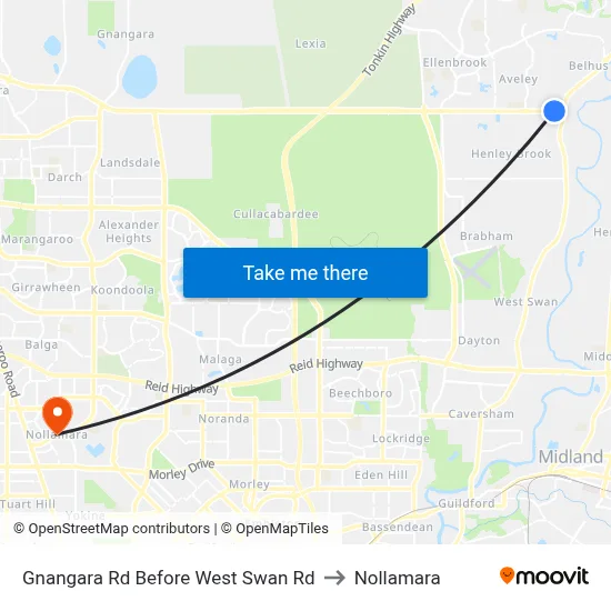 Gnangara Rd Before West Swan Rd to Nollamara map