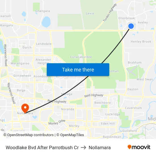 Woodlake Bvd After Parrotbush Cr to Nollamara map