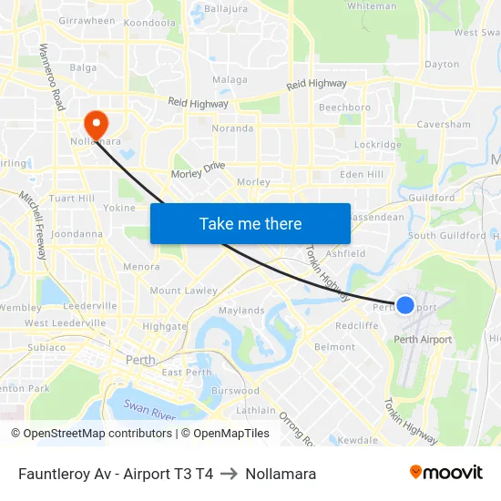 Fauntleroy Av  - Airport T3 T4 to Nollamara map