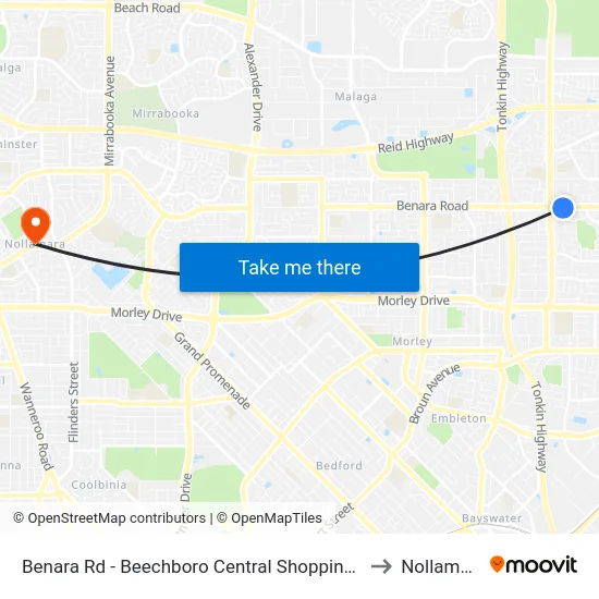 Benara Rd - Beechboro Central Shopping Ctr to Nollamara map