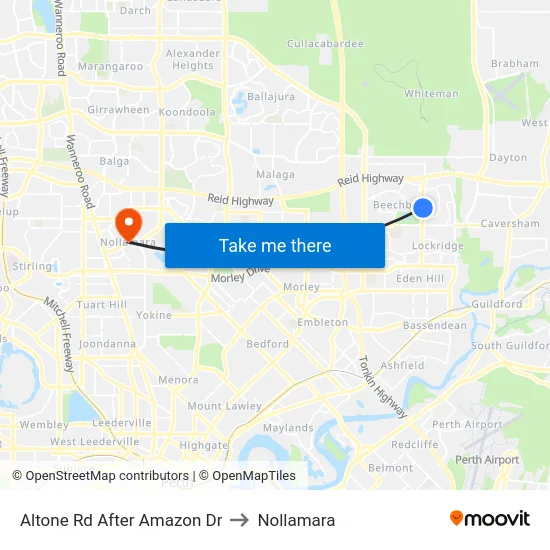Altone Rd After Amazon Dr to Nollamara map