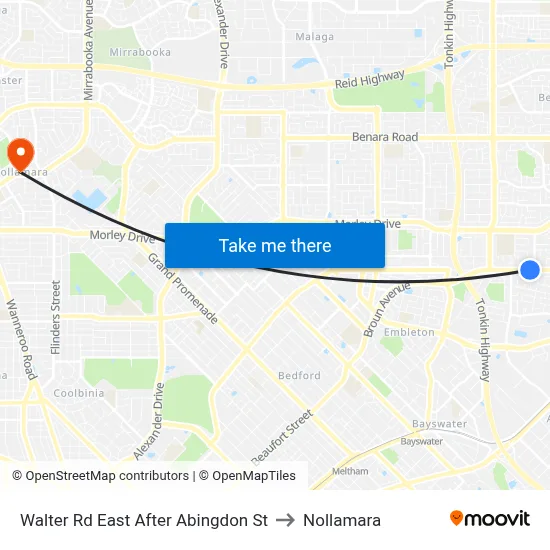 Walter Rd East After Abingdon St to Nollamara map
