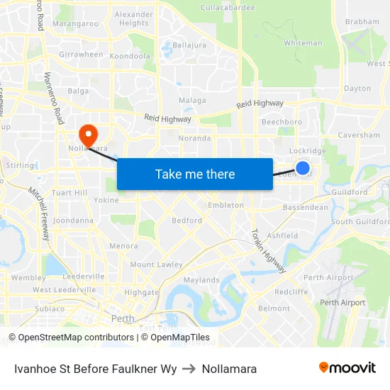 Ivanhoe St Before Faulkner Wy to Nollamara map