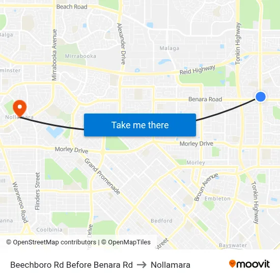 Beechboro Rd Before Benara Rd to Nollamara map