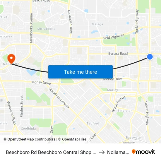 Beechboro Rd Beechboro Central Shop Ctr to Nollamara map