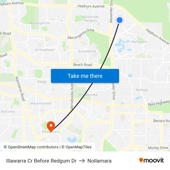 Illawarra Cr Before Redgum Dr to Nollamara map
