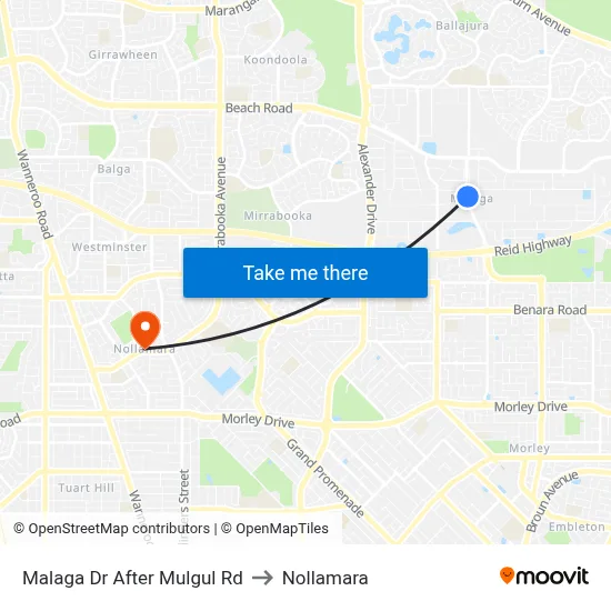 Malaga Dr After Mulgul Rd to Nollamara map