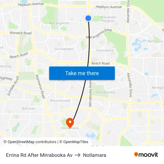 Errina Rd After Mirrabooka Av to Nollamara map