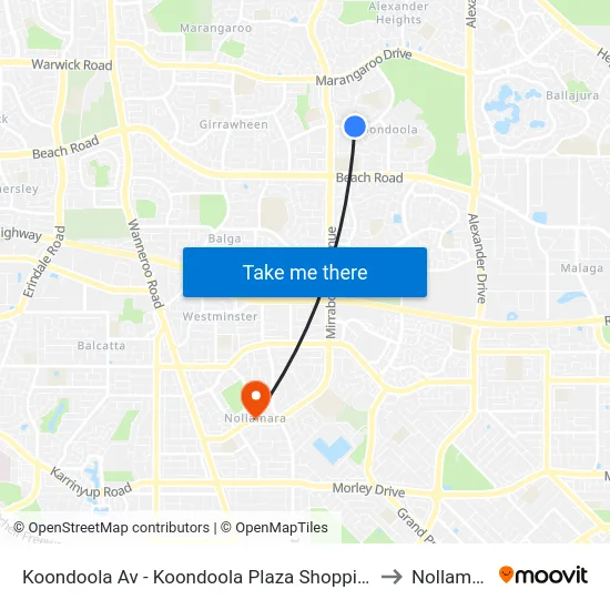 Koondoola Av - Koondoola Plaza Shopping Ctr to Nollamara map