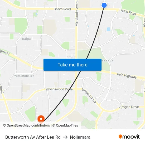 Butterworth Av After Lea Rd to Nollamara map