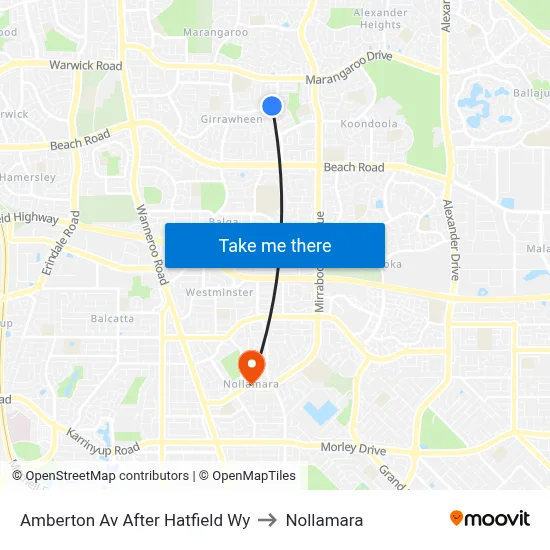 Amberton Av After Hatfield Wy to Nollamara map