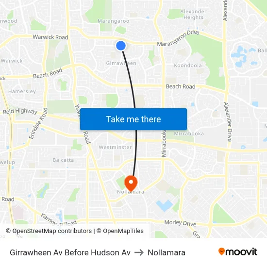Girrawheen Av Before Hudson Av to Nollamara map