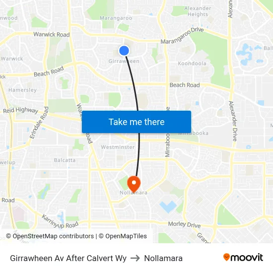 Girrawheen Av After Calvert Wy to Nollamara map