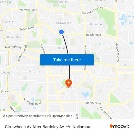 Girrawheen Av After Bardsley Av to Nollamara map