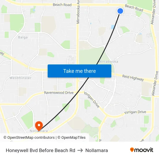 Honeywell Bvd Before Beach Rd to Nollamara map
