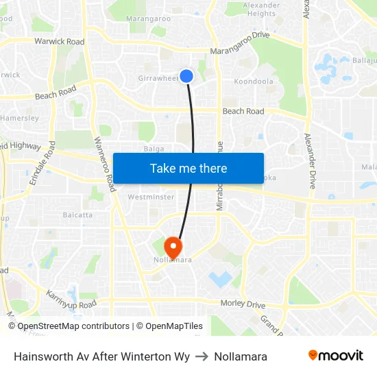 Hainsworth Av After Winterton Wy to Nollamara map