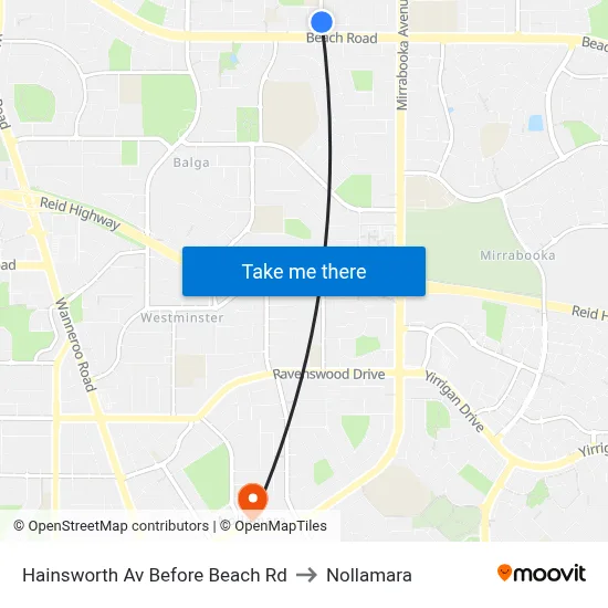 Hainsworth Av Before Beach Rd to Nollamara map