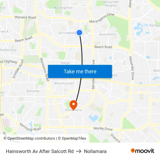 Hainsworth Av After Salcott Rd to Nollamara map