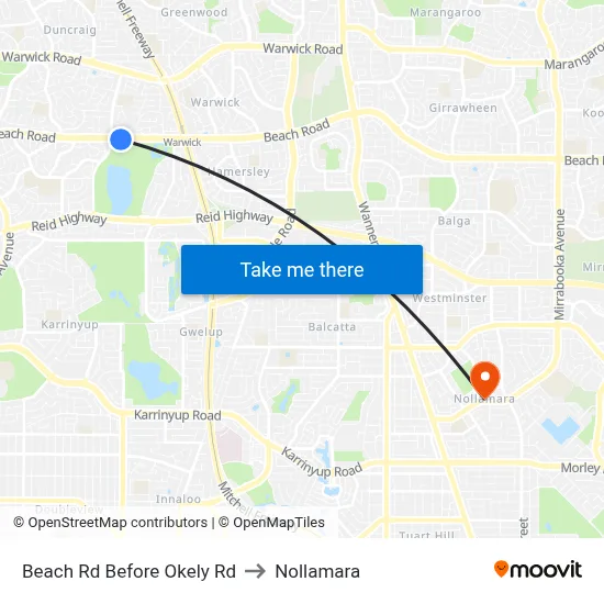Beach Rd Before Okely Rd to Nollamara map