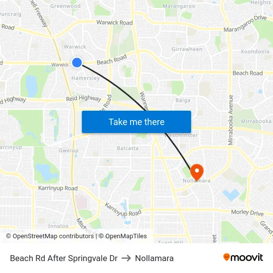 Beach Rd After Springvale Dr to Nollamara map