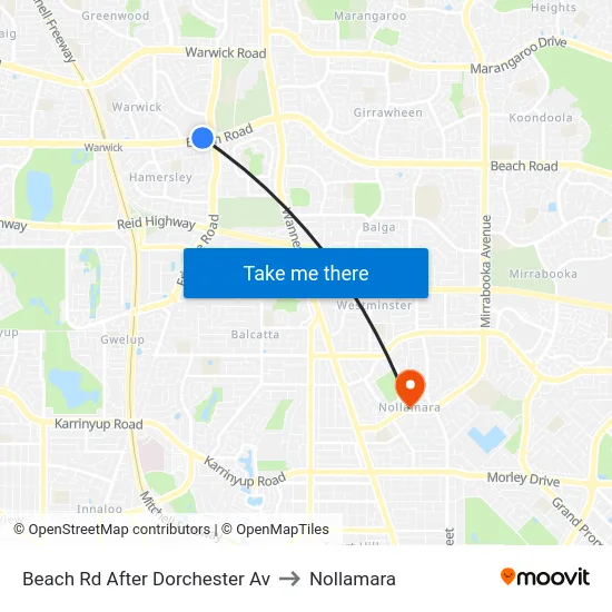 Beach Rd After Dorchester Av to Nollamara map