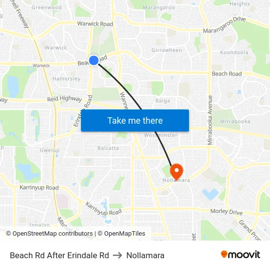 Beach Rd After Erindale Rd to Nollamara map