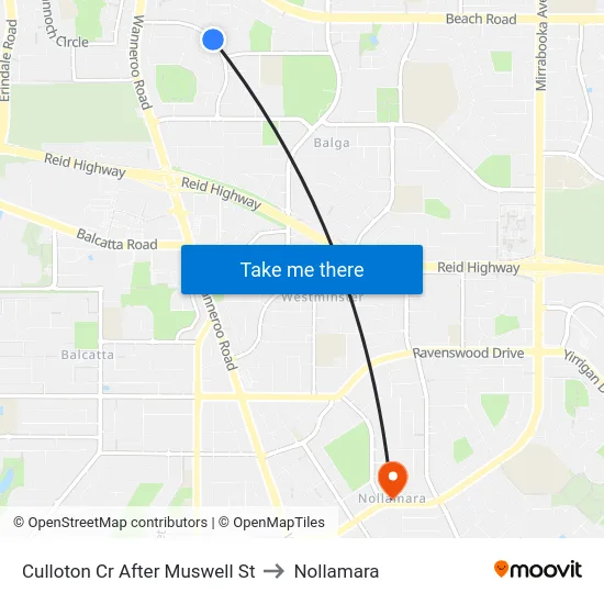 Culloton Cr After Muswell St to Nollamara map