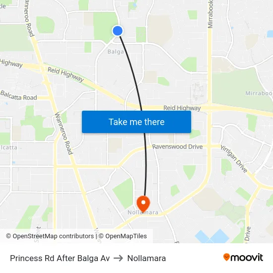 Princess Rd After Balga Av to Nollamara map