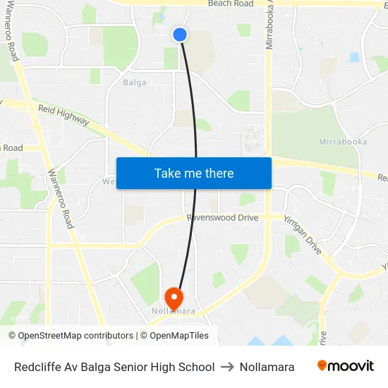 Redcliffe Av Balga Senior High School to Nollamara map