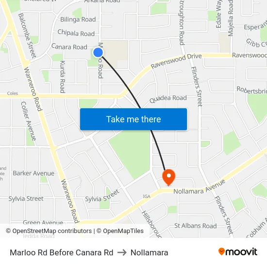 Marloo Rd Before Canara Rd to Nollamara map