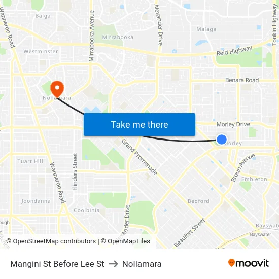 Mangini St Before Lee St to Nollamara map