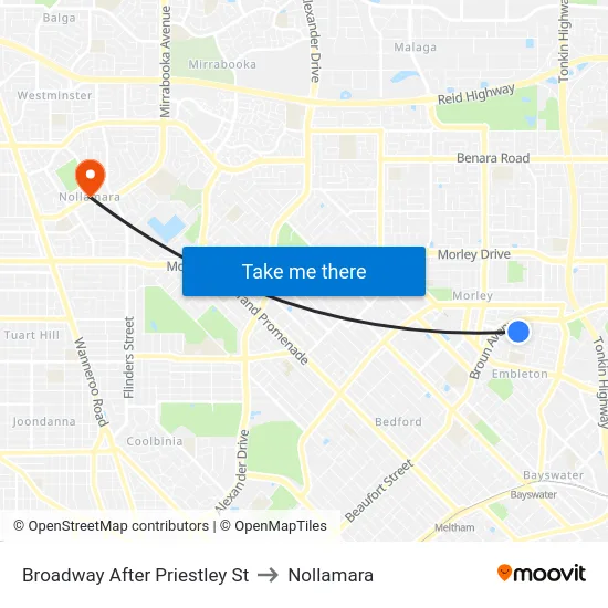 Broadway   After Priestley St to Nollamara map