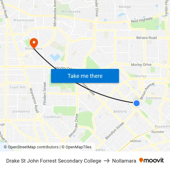 Drake St John Forrest Secondary College to Nollamara map