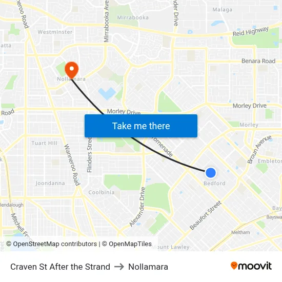 Craven St After the Strand to Nollamara map
