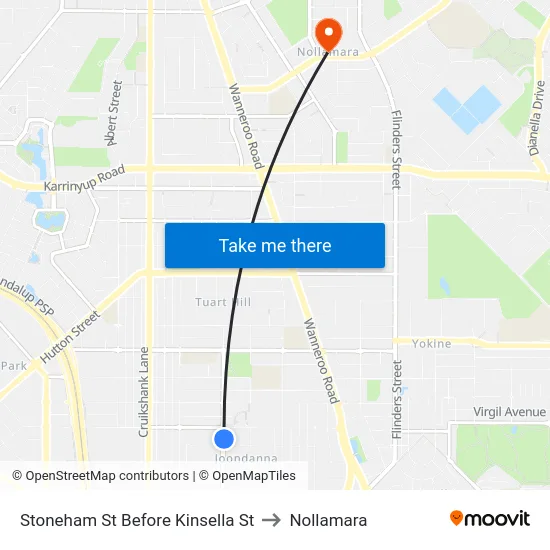 Stoneham St Before Kinsella St to Nollamara map