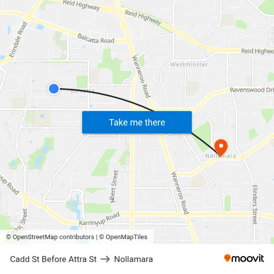 Cadd St Before Attra St to Nollamara map