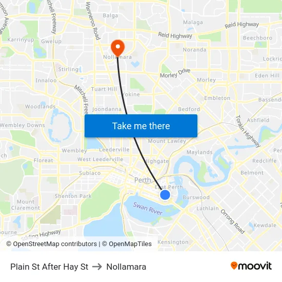 Plain St After Hay St to Nollamara map