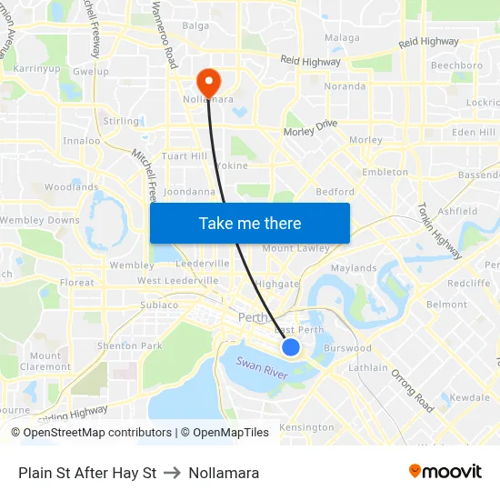Plain St After Hay St to Nollamara map